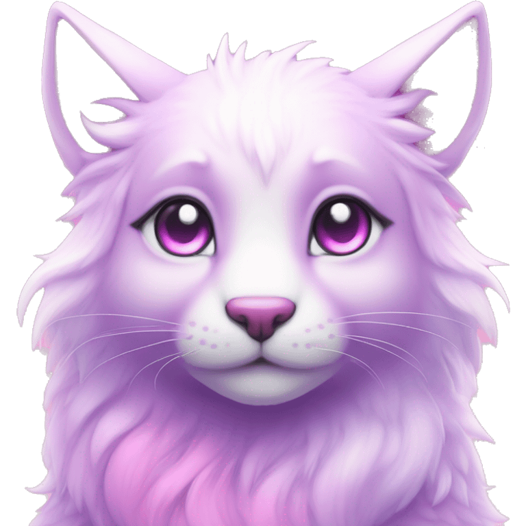 Kawaii colorful bright light pastel lilac-pink-white-gradient fantasy ethereal anthro fursona animal creature emoji