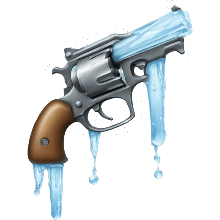 frozen pistol, icicles dripping emoji