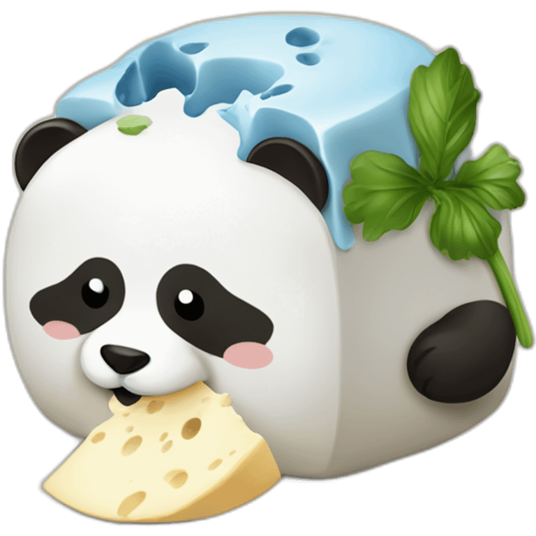 Panda bear eating Roquefort cheese emoji