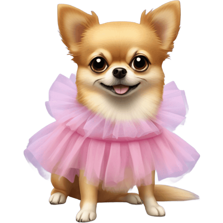 Pomeranian chihuahua in a tutu emoji