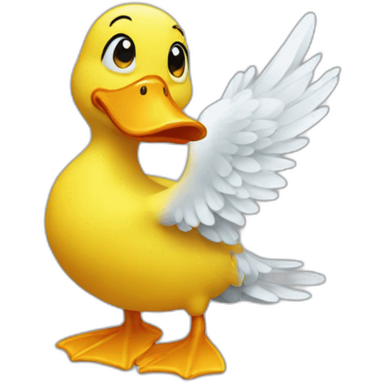 yellow duck with wings looking to the left emoji