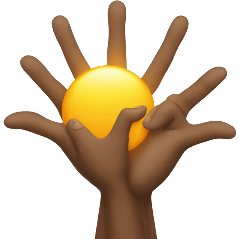 Two hands holding a sun  emoji