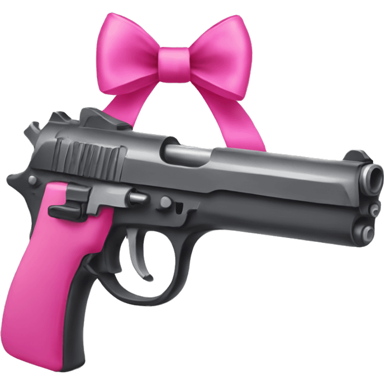 Gun with hot pink bow on it emoji