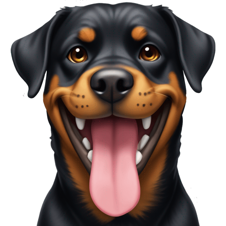 Create a Rottweiler smiling with its tongue out emoji