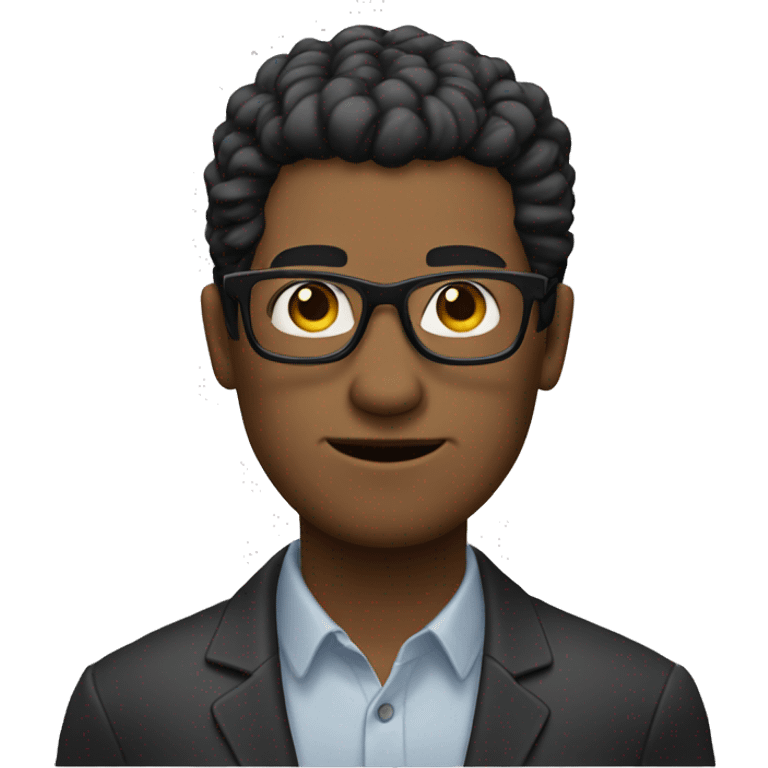 Figure an ugly man with black hair and glasses. The man's skin color should be white. His hair should fall out in the middle and there should be very little hair. Let there be an emoji with hair falling out emoji