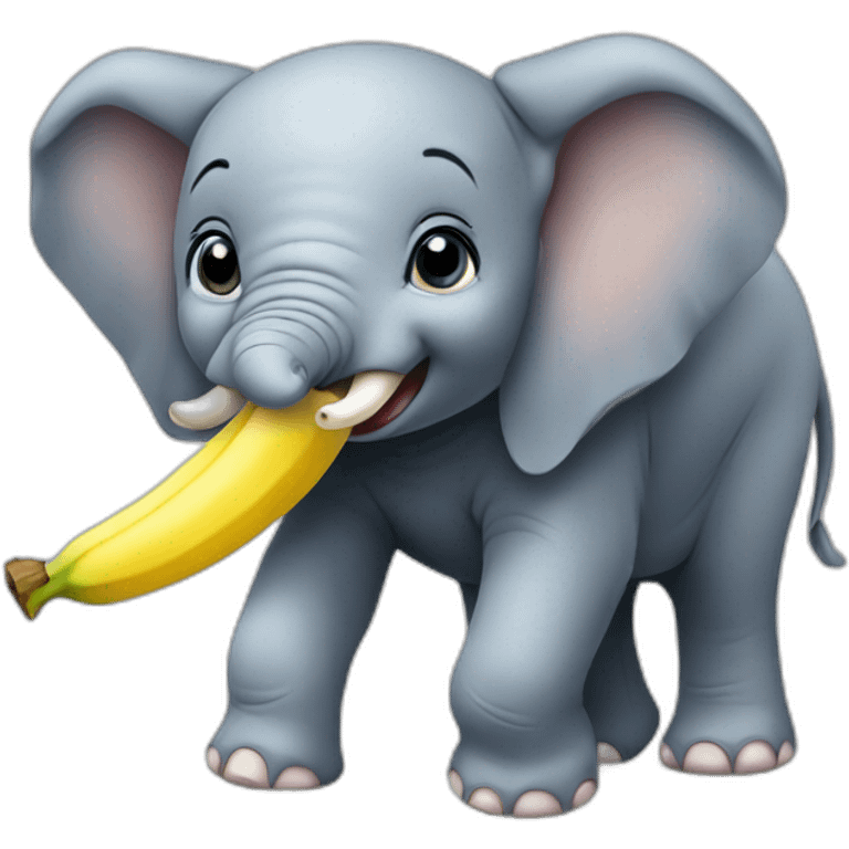 the baby elephant eats a banana emoji