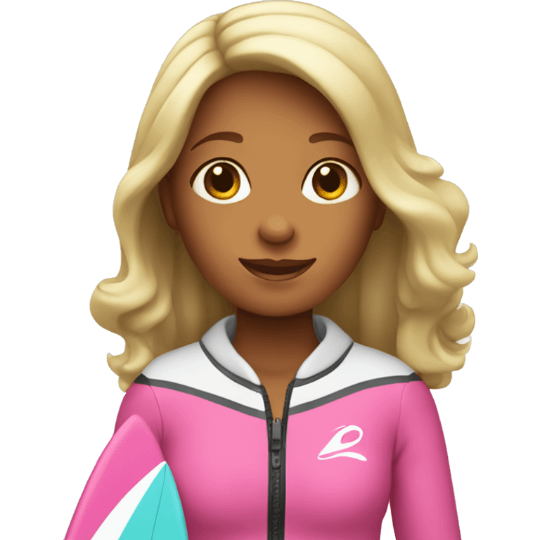 Girl surfer with pink surf board emoji