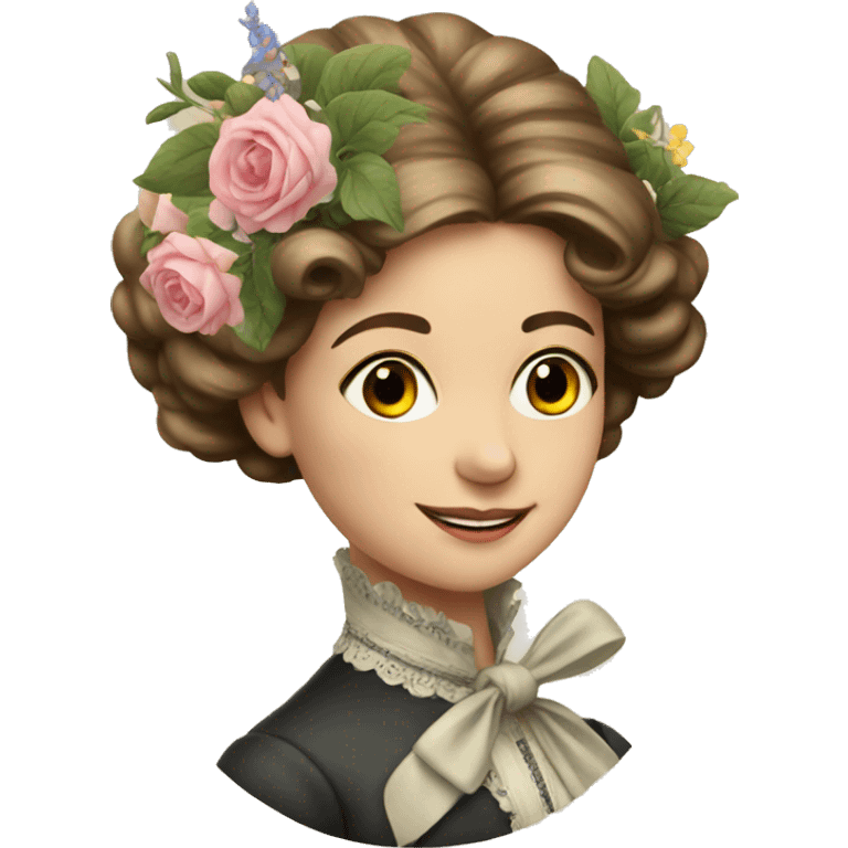 young victorian lady with flowers emoji