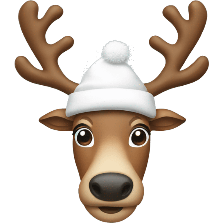 Reindeer with a white Christmas cap emoji