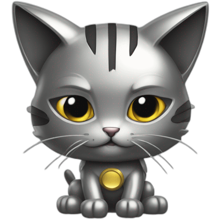 Looks hard cartoon metalic steel kitty like pokemon on emoji