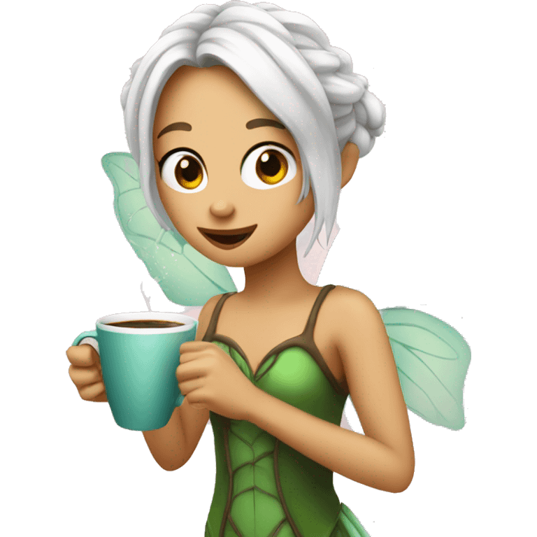 A fairy drinking coffee  emoji