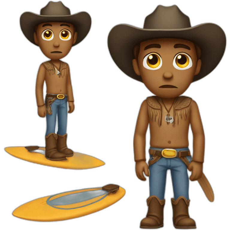 sad cowboy with surfboard emoji