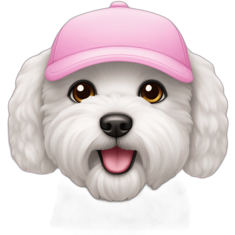 Bichon maltés gorro rosa emoji