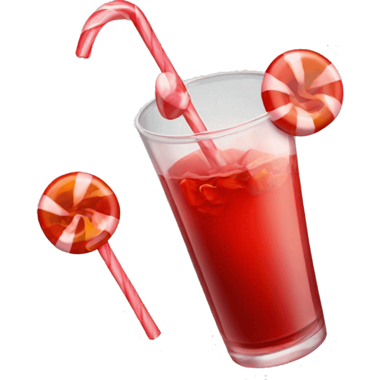 Red drink with candy emoji