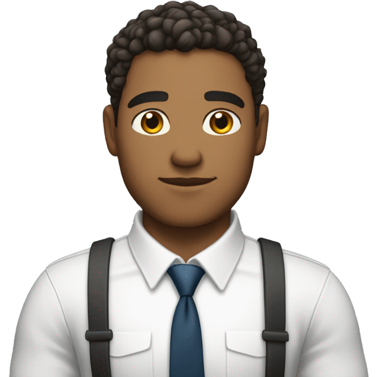 a mid muscular lightskin guy wearing a white shirt with a tie and crossing his arms emoji