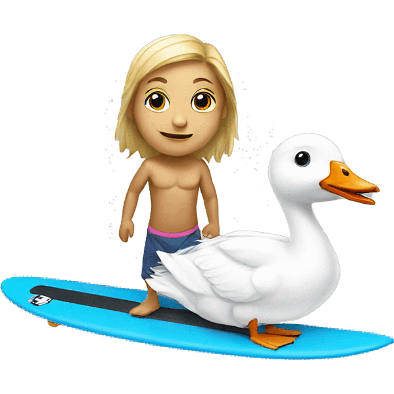 white geese on a  surfer board emoji