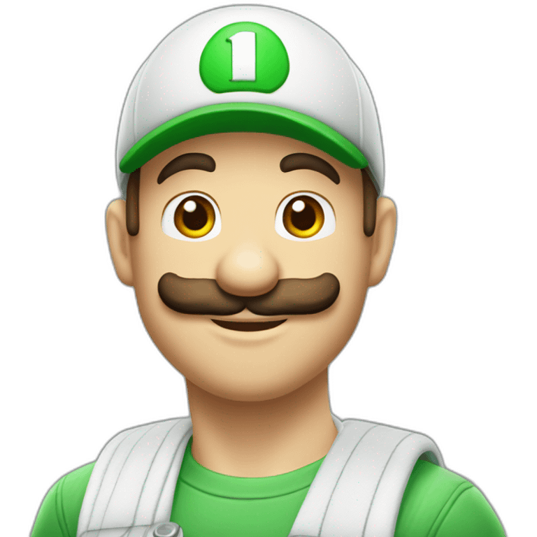 Luigi bros in white overalls And white cap emoji