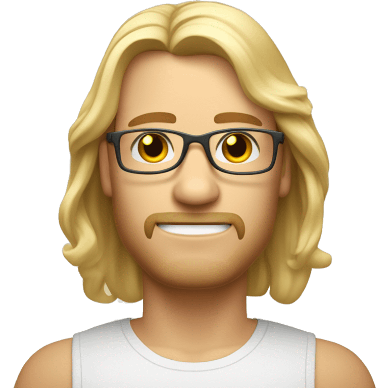 Blonder Mann schulterlange haare dünn mit Brille macht Yoga  emoji