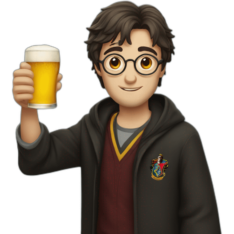 Harry Potter drinking beer emoji