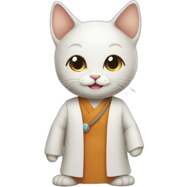 a smiling mindful monk kitty scientist emoji