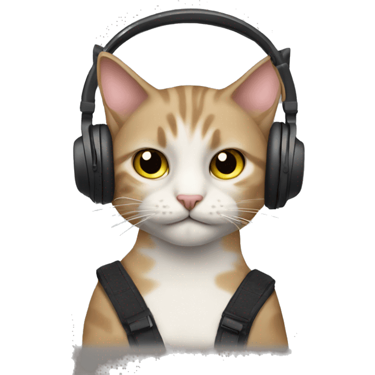 Cat listening to musi emoji