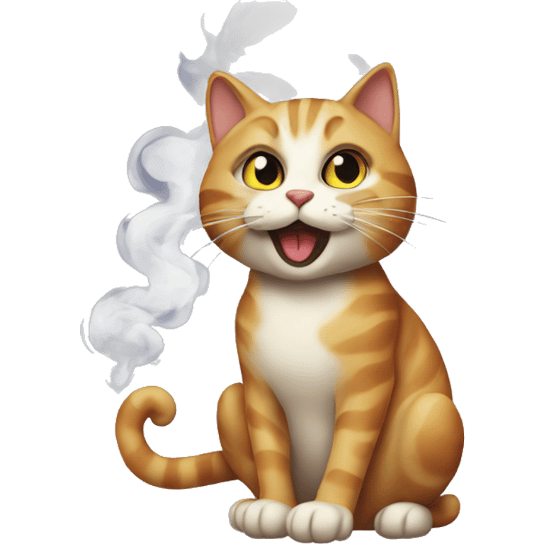 cat with smoke emoji