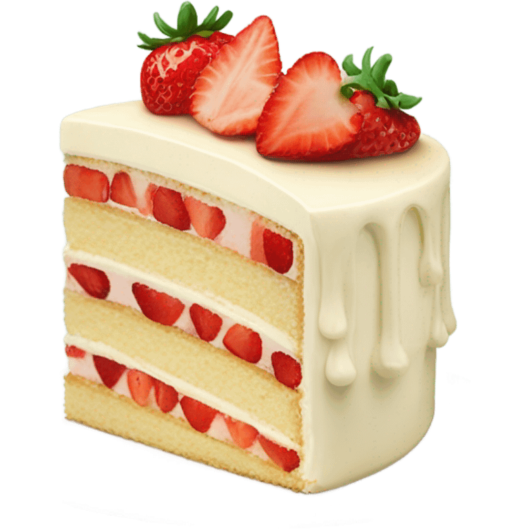 cream vanilla cake with strawberry on top emoji