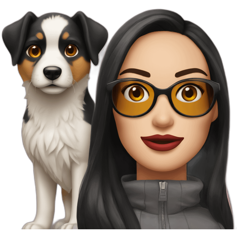 Megan Fox con lentes y perro snautser emoji