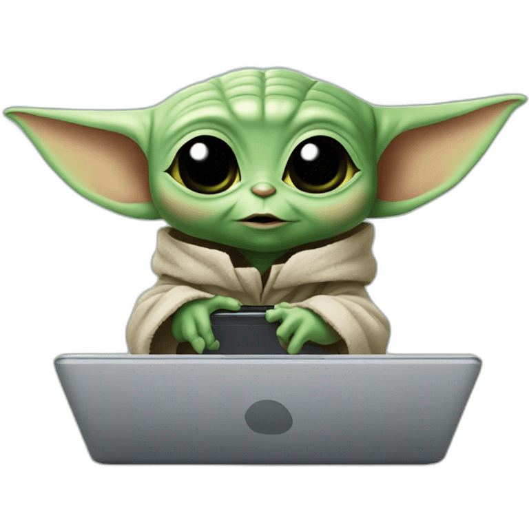 baby yoda working in a laptop emoji