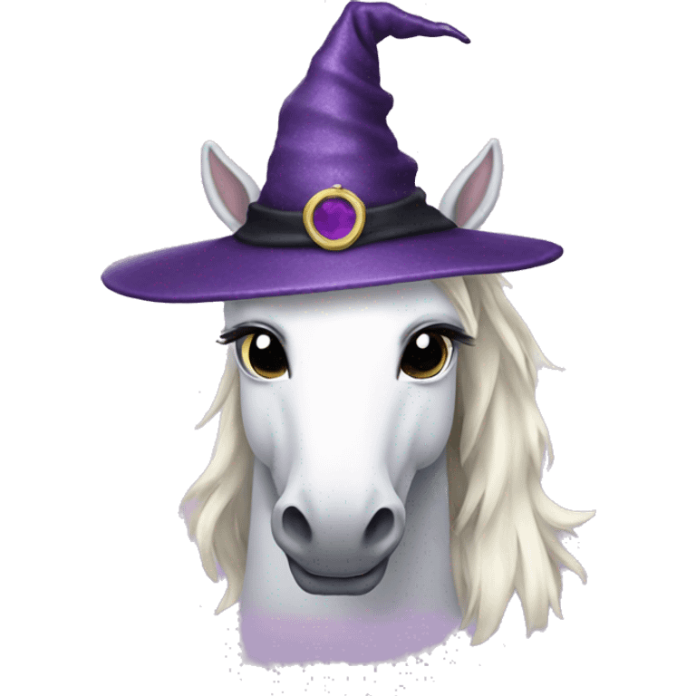 unicorn with a witch hat emoji