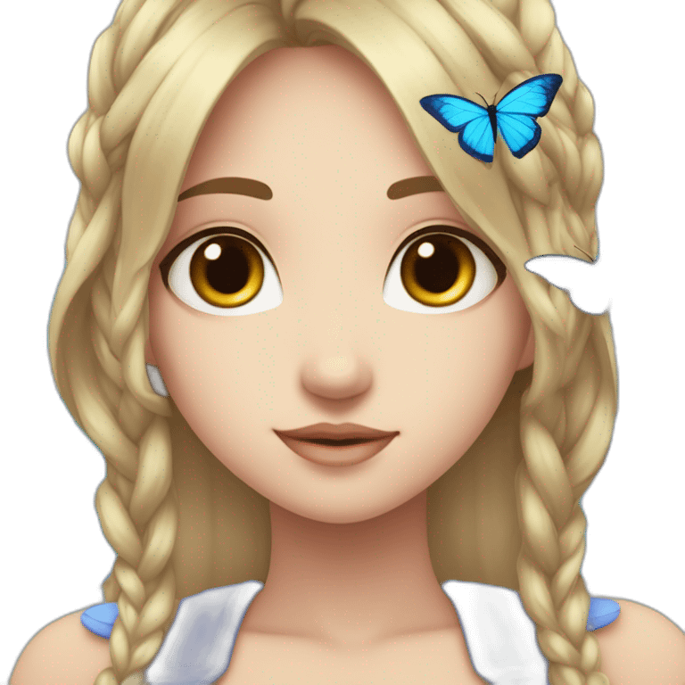 Un. Una mariposa con alas azules y hermosa aparición de anime. emoji