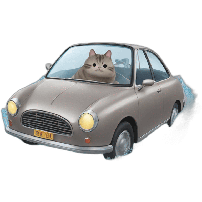 Pusheen diving a car emoji