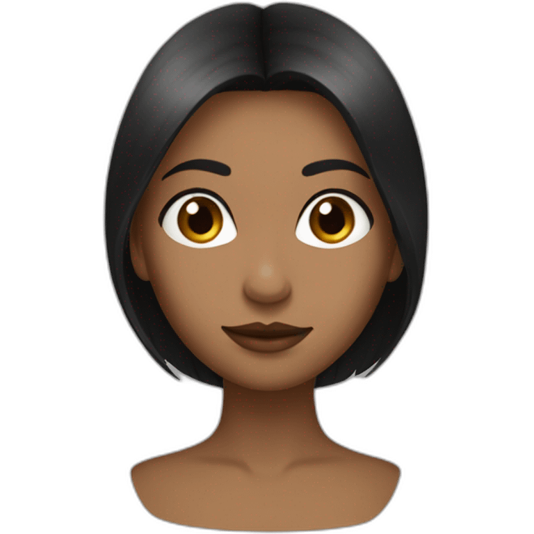 fille cheveux noir lisse yeux marron clair emoji