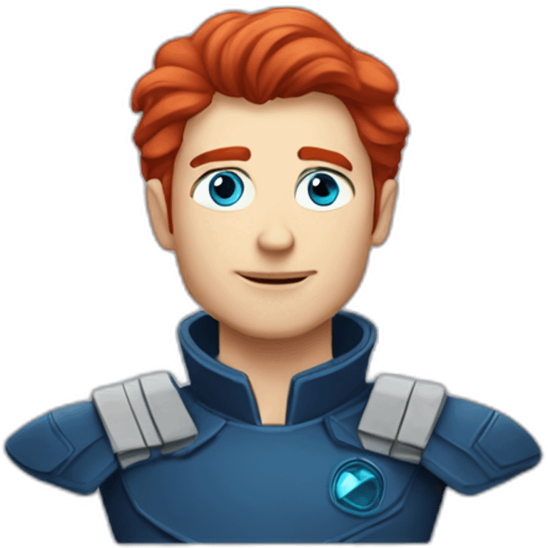 Handsome chiselled space captain blue eyes neat red hair emoji