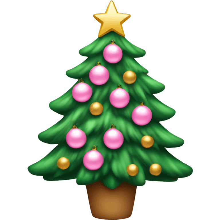 Christmas tree with light pink decorations and bows emoji