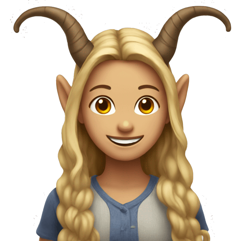 smiling girl with horns indoors emoji