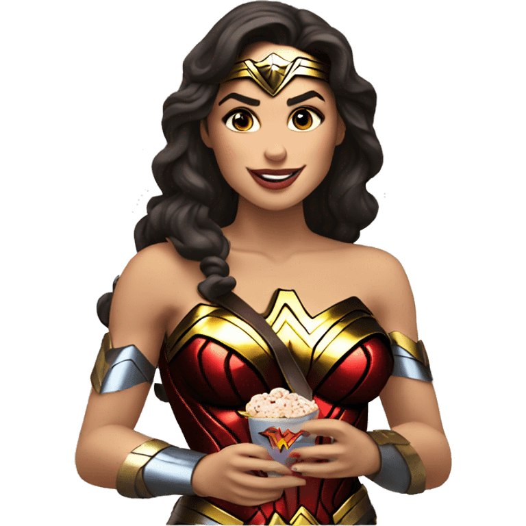 wonder woman eating chocolate emoji