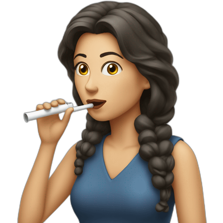 A beautiful woman blowing a whistle emoji