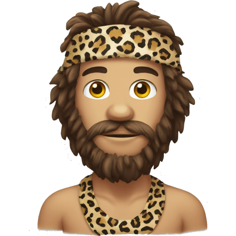 caveman emoji head with leopard print bandana emoji