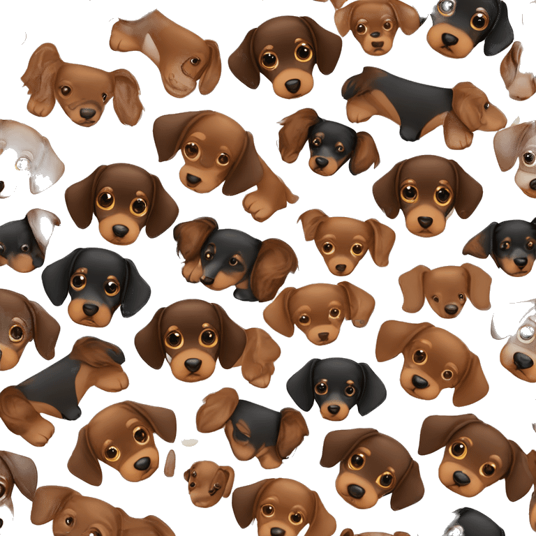 mulher loira, homem de cabelo preto e cachorra dachshund marrom emoji