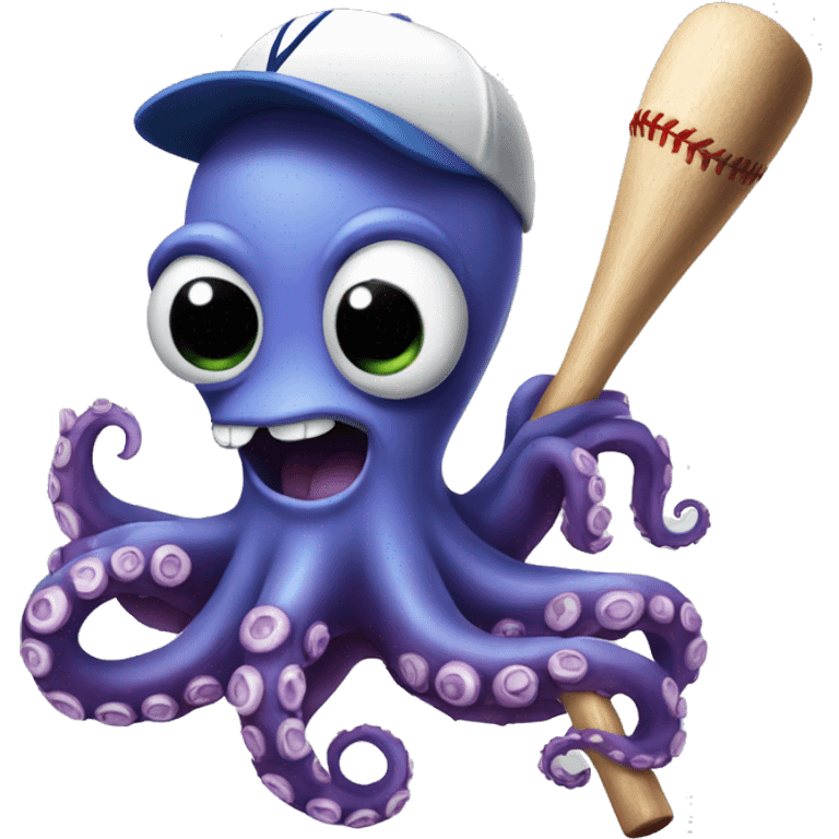 Octopus with a baseball bat emoji