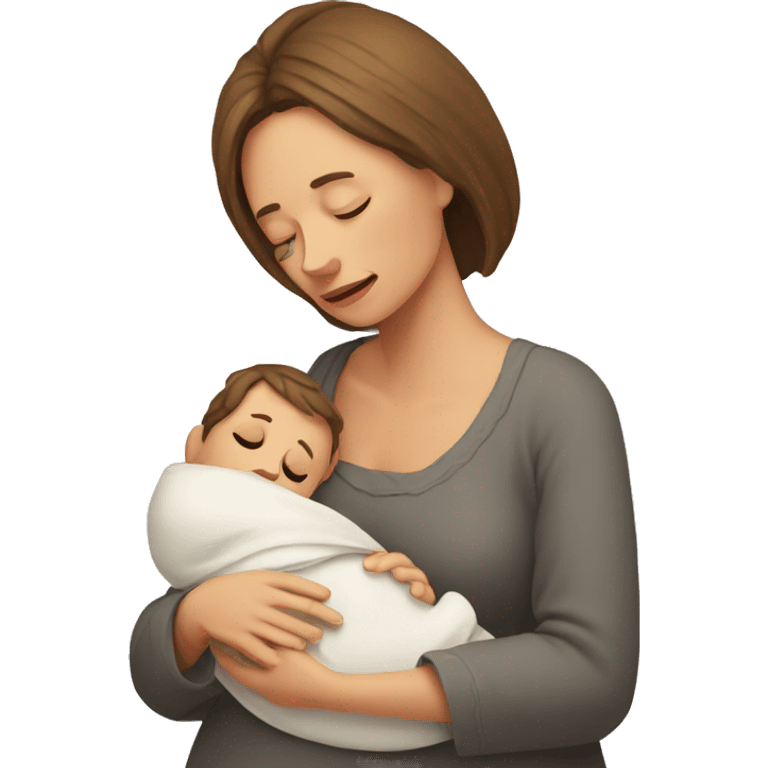 European sad mother with newborn emoji