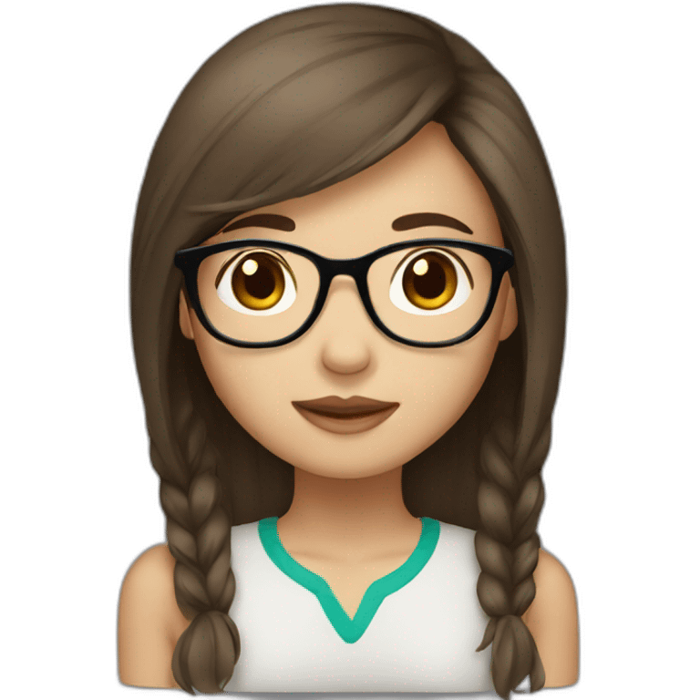 brown haired Asian girl with glasses emoji