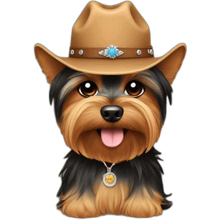 yorkie wearing a cowboy hat emoji