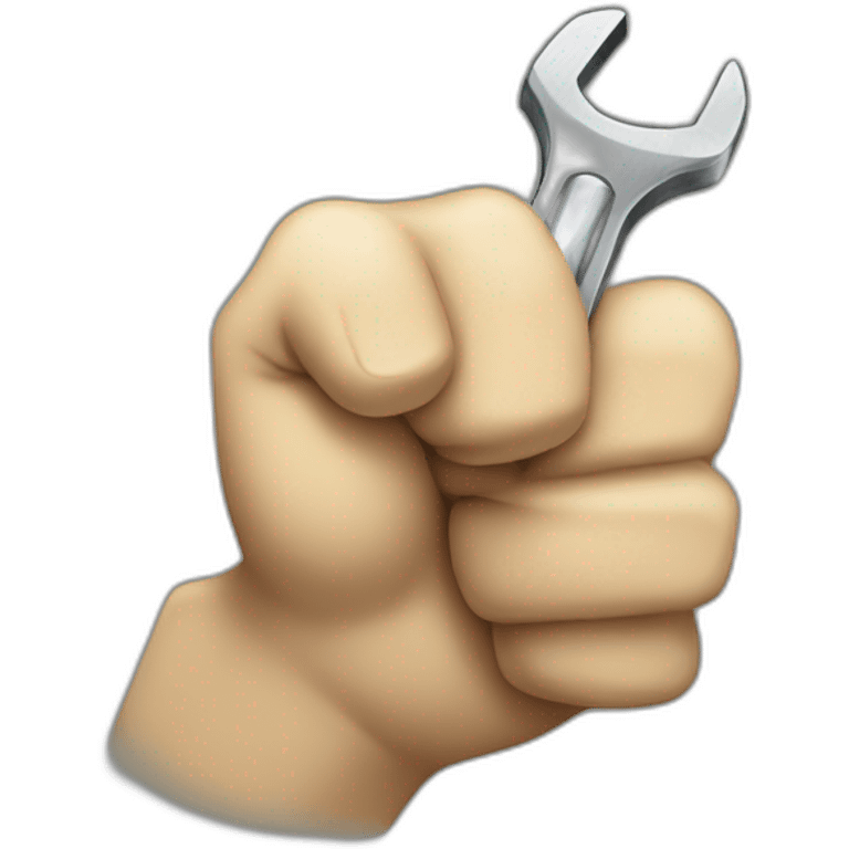 A fist holding a wrench emoji