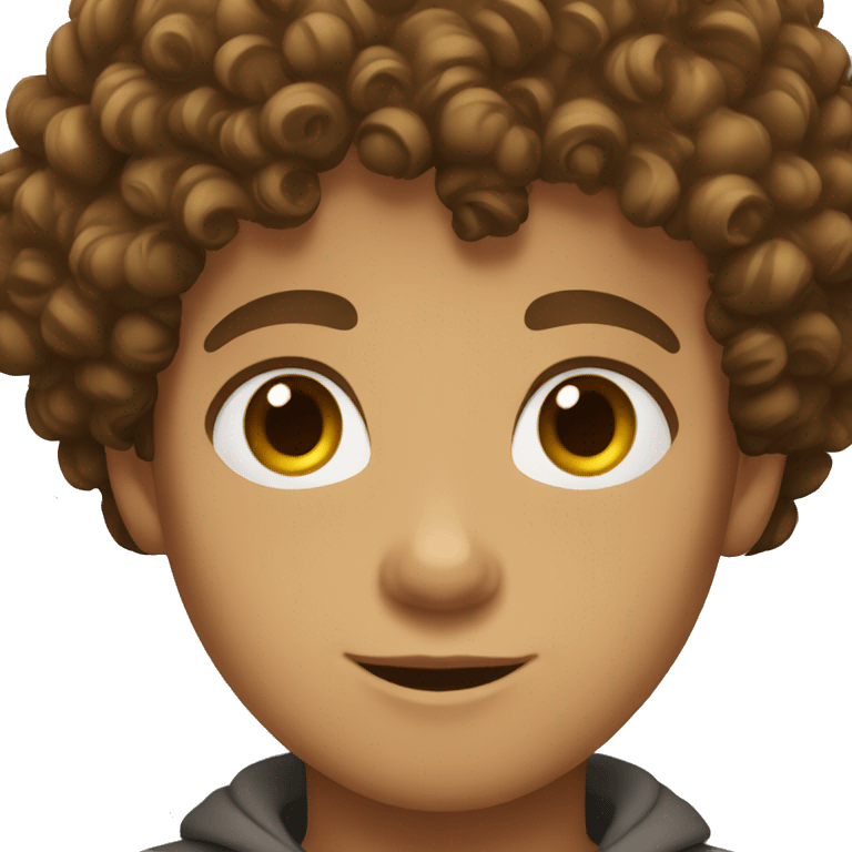 Boy With curly hair brown eyes  emoji