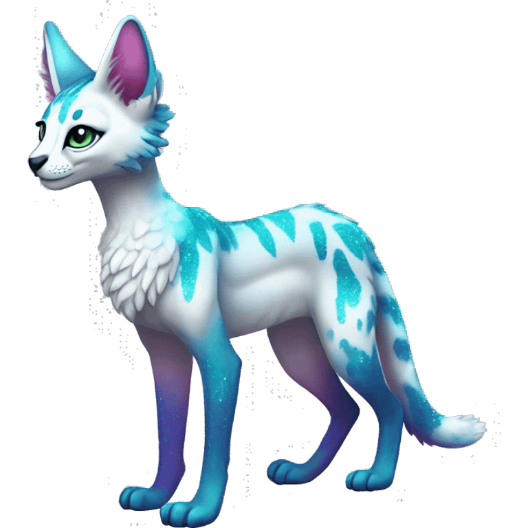 Cute Kawaii Epic Ethereal Sparkly Colorful Sergal-Serval-Vernid full body emoji