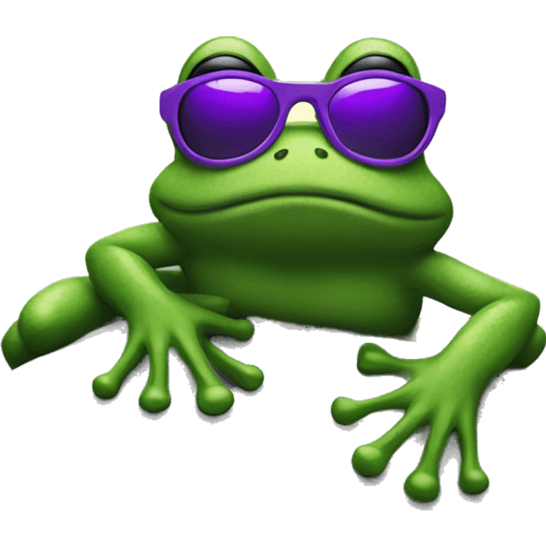 frog wit purple sunglasses on top of a mountain emoji