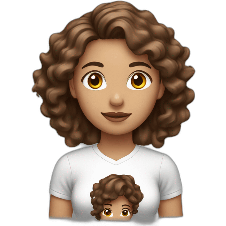 woman-with-chocolate-wavy-hair-sports-shirt-brown-eyes emoji