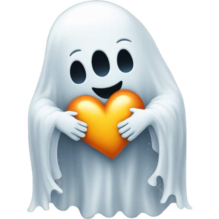 Hugging ghost emoji with a heart  emoji